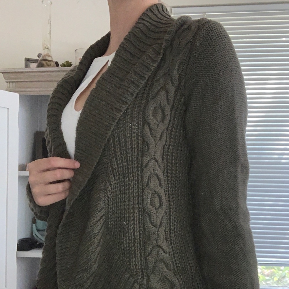 Army green cardigan